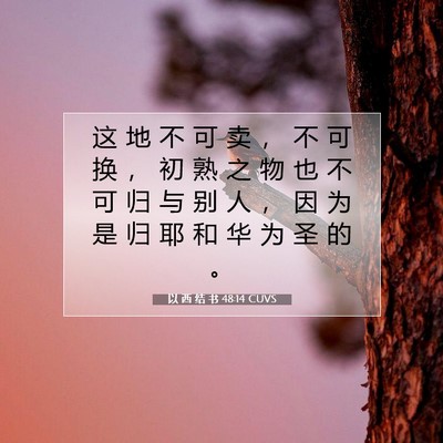 Picture 07 - 以 西 结 书 48:14 CUVS - 这 地 不 可 卖 ， 不 可 换 ， 初 熟 - Bible Verse Picture