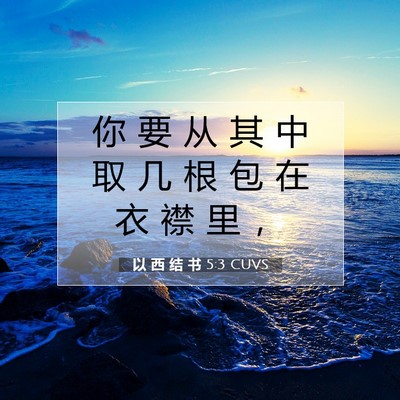 Picture 07 - 以 西 结 书 5:3 CUVS - 你 要 从 其 中 取 几 根 包 在 衣 襟 - Bible Verse Picture