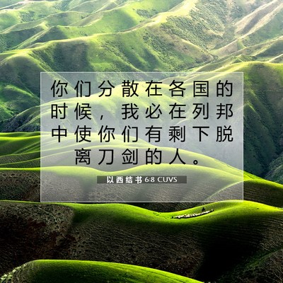 Picture 07 - 以 西 结 书 6:8 CUVS - 你 们 分 散 在 各 国 的 时 候 ， 我 - Bible Verse Picture