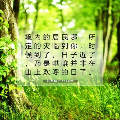 Picture 07 - 以 西 结 书 7:7 CUVS - 境 内 的 居 民 哪 ， 所 定 的 灾 临 - Bible Verse Picture