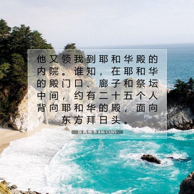 Picture 07 - 以 西 结 书 8:16 CUVS - 他 又 领 我 到 耶 和 华 殿 的 内 院 - Bible Verse Picture