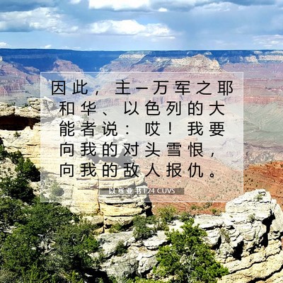 Picture 07 - 以 赛 亚 书 1:24 CUVS - 因 此 ， 主 ─ 万 军 之 耶 和 华 、 - Bible Verse Picture