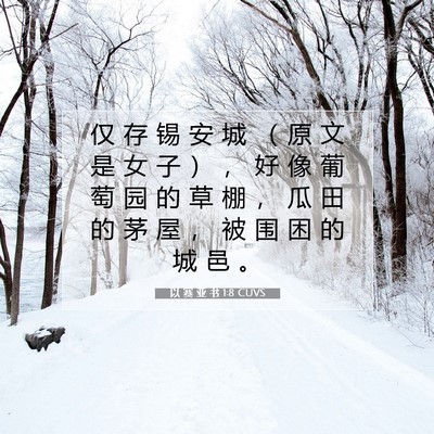 Picture 07 - 以 赛 亚 书 1:8 CUVS - 仅 存 锡 安 城 （ 原 文 是 女 子 ） - Bible Verse Picture