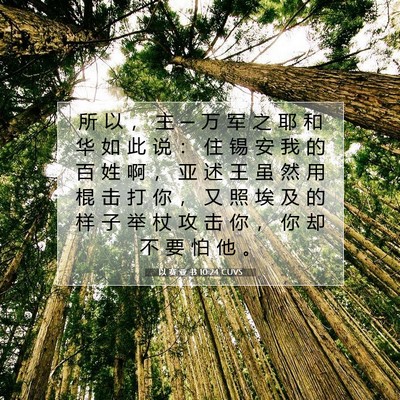Picture 07 - 以 赛 亚 书 10:24 CUVS - 所 以 ， 主 ─ 万 军 之 耶 和 华 如 - Bible Verse Picture