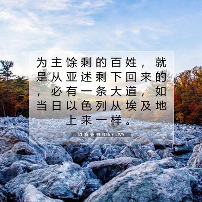 Picture 07 - 以 赛 亚 书 11:16 CUVS - 为 主 馀 剩 的 百 姓 ， 就 是 从 亚 - Bible Verse Picture