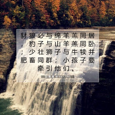 Picture 07 - 以 赛 亚 书 11:6 CUVS - 豺 狼 必 与 绵 羊 羔 同 居 ， 豹 子 - Bible Verse Picture