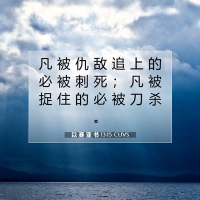 Picture 07 - 以 赛 亚 书 13:15 CUVS - 凡 被 仇 敌 追 上 的 必 被 刺 死 ； - Bible Verse Picture