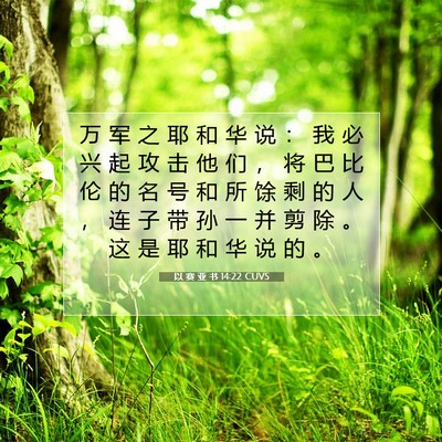 Picture 07 - 以 赛 亚 书 14:22 CUVS - 万 军 之 耶 和 华 说 ： 我 必 兴 起 - Bible Verse Picture
