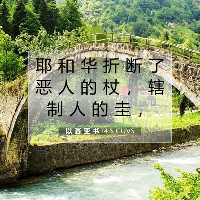 Picture 07 - 以 赛 亚 书 14:5 CUVS - 耶 和 华 折 断 了 恶 人 的 杖 ， 辖 - Bible Verse Picture