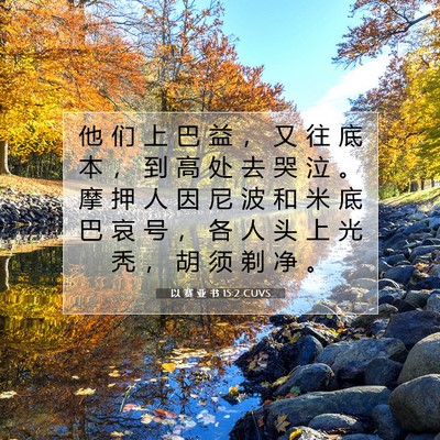 Picture 07 - 以 赛 亚 书 15:2 CUVS - 他 们 上 巴 益 ， 又 往 底 本 ， 到 - Bible Verse Picture