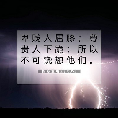 Picture 07 - 以 赛 亚 书 2:9 CUVS - 卑 贱 人 屈 膝 ； 尊 贵 人 下 跪 ； - Bible Verse Picture