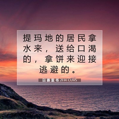 Picture 07 - 以 赛 亚 书 21:14 CUVS - 提 玛 地 的 居 民 拿 水 来 ， 送 给 - Bible Verse Picture
