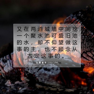 Picture 07 - 以 赛 亚 书 22:11 CUVS - 又 在 两 道 城 墙 中 间 挖 一 个 聚 - Bible Verse Picture