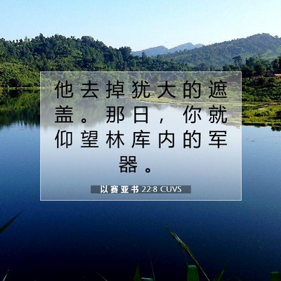 Picture 07 - 以 赛 亚 书 22:8 CUVS - 他 去 掉 犹 大 的 遮 盖 。 那 日 ， - Bible Verse Picture