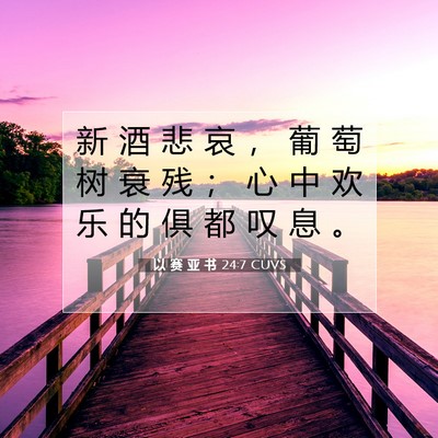 Picture 07 - 以 赛 亚 书 24:7 CUVS - 新 酒 悲 哀 ， 葡 萄 树 衰 残 ； 心 - Bible Verse Picture