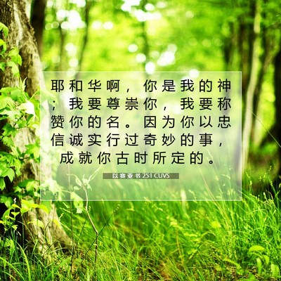 Picture 07 - 以 赛 亚 书 25:1 CUVS - 耶 和 华 啊 ， 你 是 我 的 神 ； 我 - Bible Verse Picture