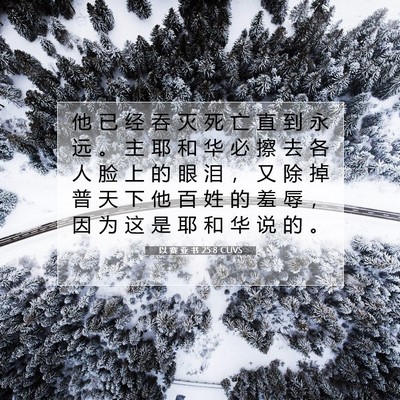 Picture 07 - 以 赛 亚 书 25:8 CUVS - 他 已 经 吞 灭 死 亡 直 到 永 远 。 - Bible Verse Picture