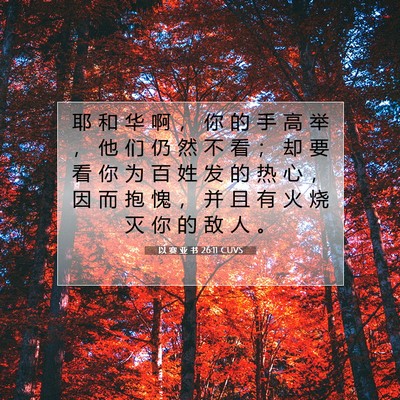 Picture 07 - 以 赛 亚 书 26:11 CUVS - 耶 和 华 啊 ， 你 的 手 高 举 ， 他 - Bible Verse Picture