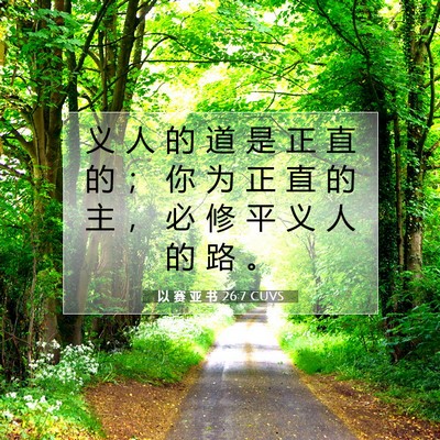 Picture 07 - 以 赛 亚 书 26:7 CUVS - 义 人 的 道 是 正 直 的 ； 你 为 正 - Bible Verse Picture