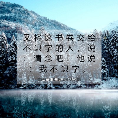 Picture 07 - 以 赛 亚 书 29:12 CUVS - 又 将 这 书 卷 交 给 不 识 字 的 人 - Bible Verse Picture