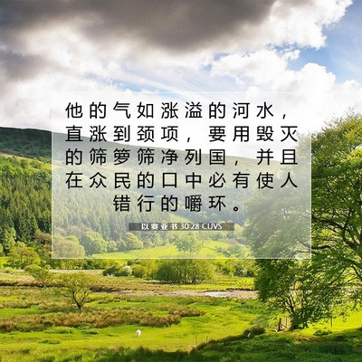 Picture 07 - 以 赛 亚 书 30:28 CUVS - 他 的 气 如 涨 溢 的 河 水 ， 直 涨 - Bible Verse Picture