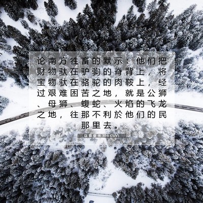 Picture 07 - 以 赛 亚 书 30:6 CUVS - 论 南 方 牲 畜 的 默 示 ： 他 们 把 - Bible Verse Picture