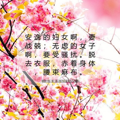 Picture 07 - 以 赛 亚 书 32:11 CUVS - 安 逸 的 妇 女 啊 ， 要 战 兢 ； 无 - Bible Verse Picture
