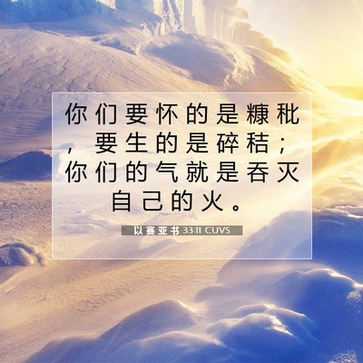 Picture 07 - 以 赛 亚 书 33:11 CUVS - 你 们 要 怀 的 是 糠 秕 ， 要 生 的 - Bible Verse Picture