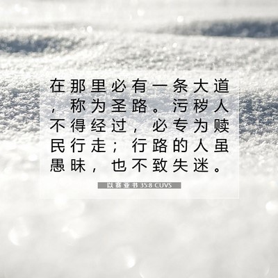 Picture 07 - 以 赛 亚 书 35:8 CUVS - 在 那 里 必 有 一 条 大 道 ， 称 为 - Bible Verse Picture