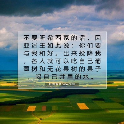 Picture 07 - 以 赛 亚 书 36:16 CUVS - 不 要 听 希 西 家 的 话 ， 因 亚 述 - Bible Verse Picture