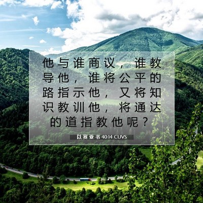 Picture 07 - 以 赛 亚 书 40:14 CUVS - 他 与 谁 商 议 ， 谁 教 导 他 ， 谁 - Bible Verse Picture