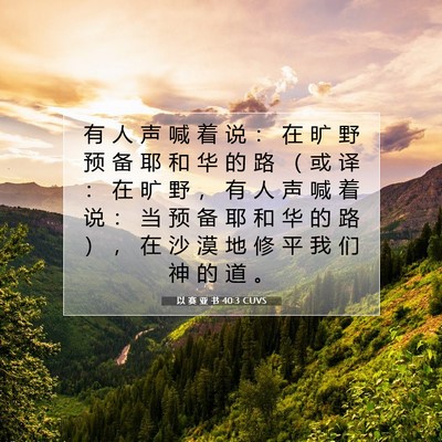 Picture 07 - 以 赛 亚 书 40:3 CUVS - 有 人 声 喊 着 说 ： 在 旷 野 预 备 - Bible Verse Picture