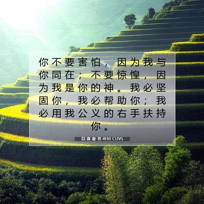 Picture 07 - 以 赛 亚 书 41:10 CUVS - 你 不 要 害 怕 ， 因 为 我 与 你 同 - Bible Verse Picture