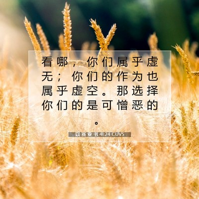 Picture 07 - 以 赛 亚 书 41:24 CUVS - 看 哪 ， 你 们 属 乎 虚 无 ； 你 们 - Bible Verse Picture