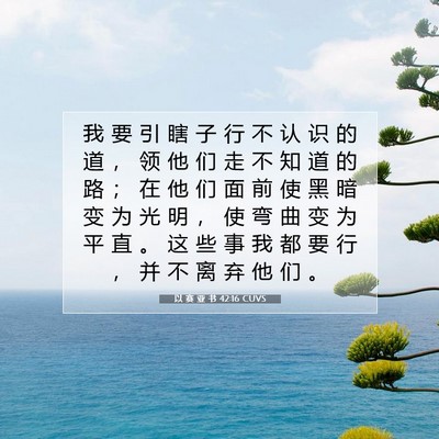 Picture 07 - 以 赛 亚 书 42:16 CUVS - 我 要 引 瞎 子 行 不 认 识 的 道 ， - Bible Verse Picture