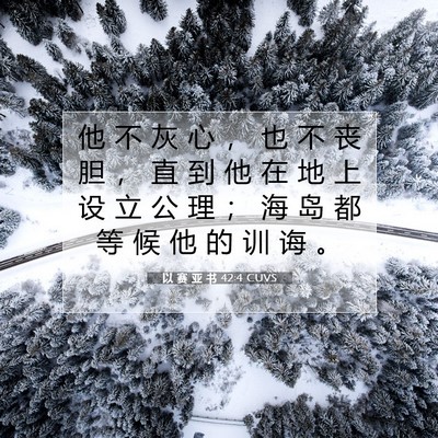 Picture 07 - 以 赛 亚 书 42:4 CUVS - 他 不 灰 心 ， 也 不 丧 胆 ， 直 到 - Bible Verse Picture
