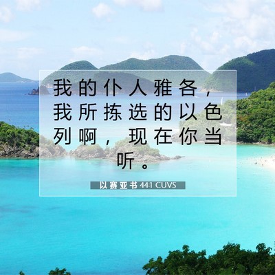 Picture 07 - 以 赛 亚 书 44:1 CUVS - 我 的 仆 人 雅 各 ， 我 所 拣 选 的 - Bible Verse Picture