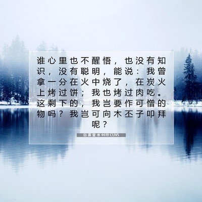 Picture 07 - 以 赛 亚 书 44:19 CUVS - 谁 心 里 也 不 醒 悟 ， 也 没 有 知 - Bible Verse Picture