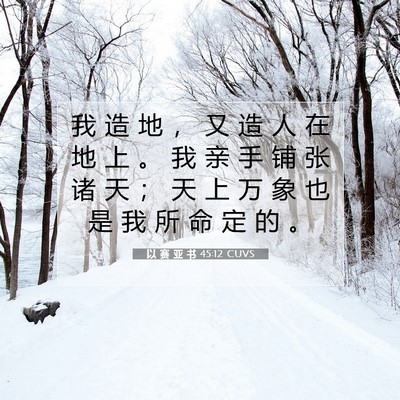 Picture 07 - 以 赛 亚 书 45:12 CUVS - 我 造 地 ， 又 造 人 在 地 上 。 我 - Bible Verse Picture