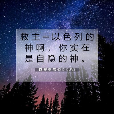 Picture 07 - 以 赛 亚 书 45:15 CUVS - 救 主 ─ 以 色 列 的 神 啊 ， 你 实 - Bible Verse Picture