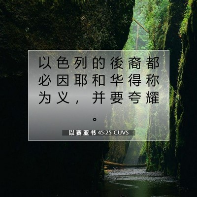 Picture 07 - 以 赛 亚 书 45:25 CUVS - 以 色 列 的 後 裔 都 必 因 耶 和 华 - Bible Verse Picture