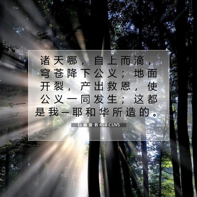 Picture 07 - 以 赛 亚 书 45:8 CUVS - 诸 天 哪 ， 自 上 而 滴 ， 穹 苍 降 - Bible Verse Picture