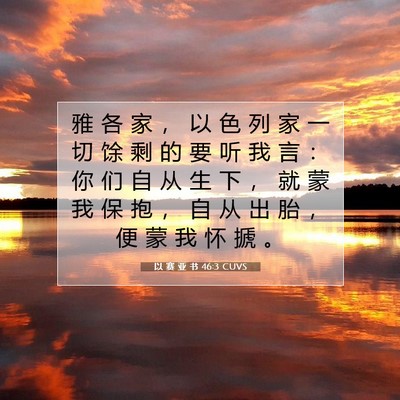 Picture 07 - 以 赛 亚 书 46:3 CUVS - 雅 各 家 ， 以 色 列 家 一 切 馀 剩 - Bible Verse Picture