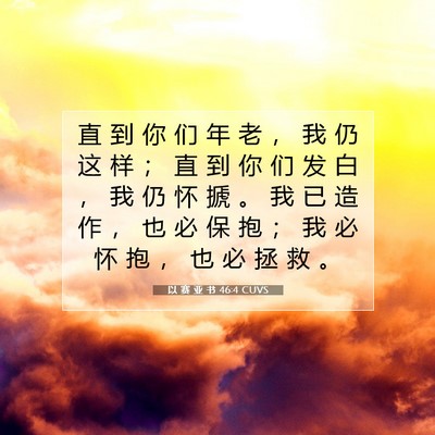 Picture 07 - 以 赛 亚 书 46:4 CUVS - 直 到 你 们 年 老 ， 我 仍 这 样 ； - Bible Verse Picture