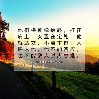 Picture 07 - 以 赛 亚 书 46:7 CUVS - 他 们 将 神 像 抬 起 ， 扛 在 肩 上 - Bible Verse Picture