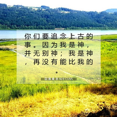 Picture 07 - 以 赛 亚 书 46:9 CUVS - 你 们 要 追 念 上 古 的 事 。 因 为 - Bible Verse Picture