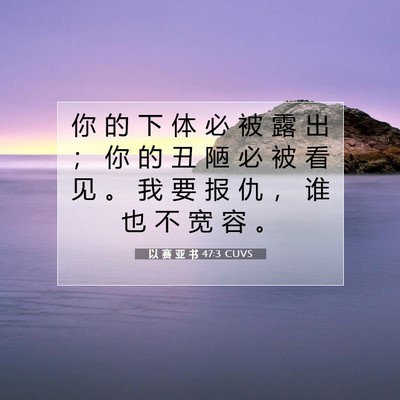 Picture 07 - 以 赛 亚 书 47:3 CUVS - 你 的 下 体 必 被 露 出 ； 你 的 丑 - Bible Verse Picture