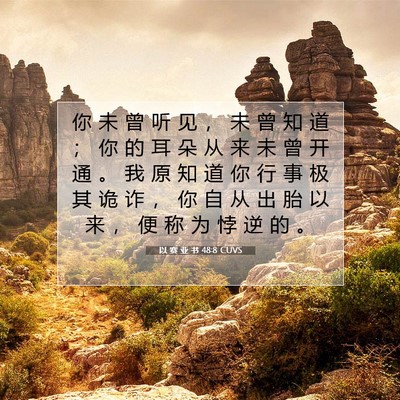 Picture 07 - 以 赛 亚 书 48:8 CUVS - 你 未 曾 听 见 ， 未 曾 知 道 ； 你 - Bible Verse Picture