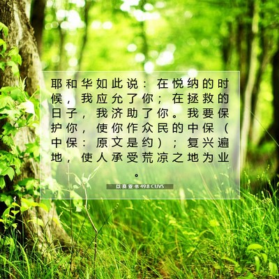 Picture 07 - 以 赛 亚 书 49:8 CUVS - 耶 和 华 如 此 说 ： 在 悦 纳 的 时 - Bible Verse Picture