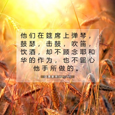 Picture 07 - 以 赛 亚 书 5:12 CUVS - 他 们 在 筵 席 上 弹 琴 ， 鼓 瑟 ， - Bible Verse Picture